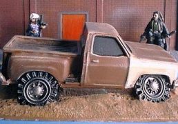 Red neck Pick Up with Splayed Wheel